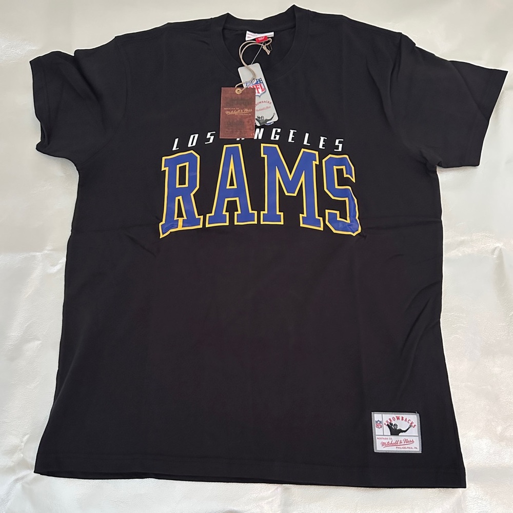 Mitchell & Ness Black Los Angeles Rams Short Sleeve Tee
